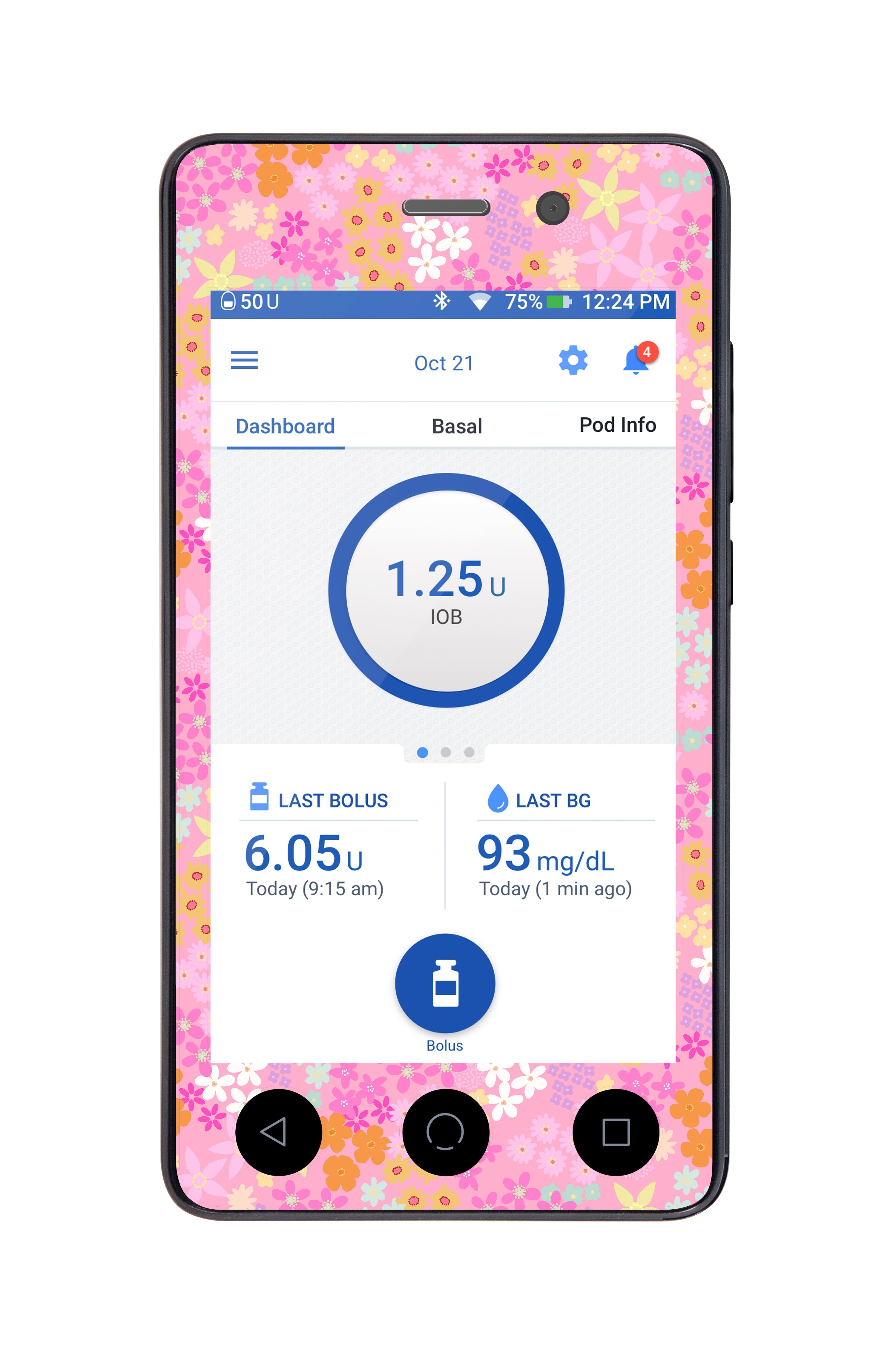 Pink Petals Sticker for Omnipod DASH ® PDM – Pump Peelz Pink Petals Sticker for Omnipod DASH ® PDM – Pump Peelz