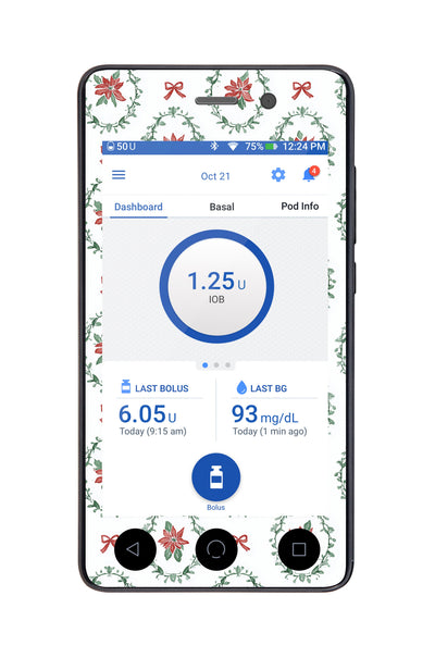 Poinsettia Parade Sticker for Omnipod DASH® PDM – Pump Peelz Poinsettia Parade Sticker for Omnipod DASH® PDM – Pump Peelz
