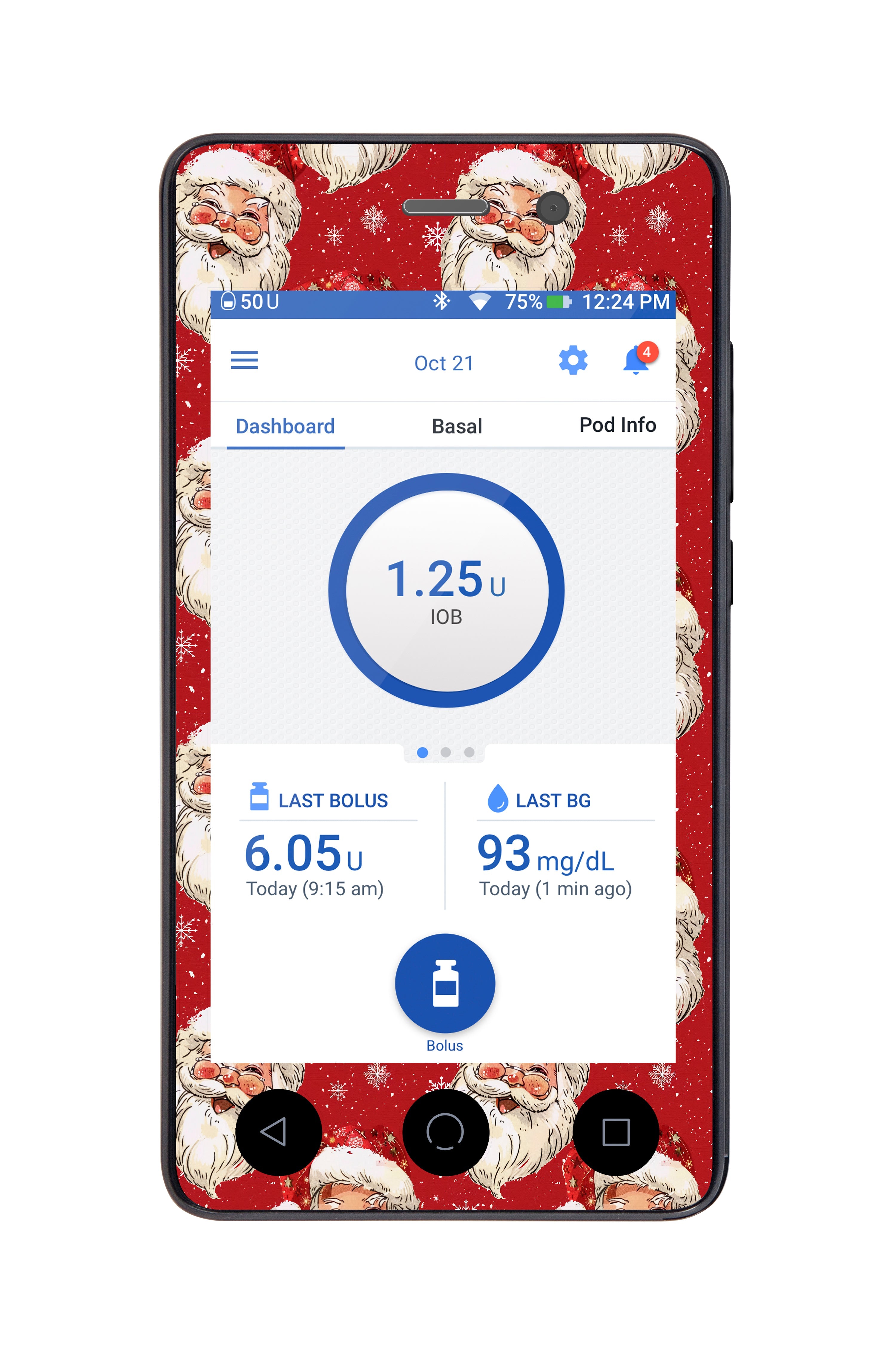 Jolly Old Saint Nick Sticker for Omnipod DASH® PDM – Pump Peelz Jolly Old Saint Nick Sticker for Omnipod DASH® PDM – Pump Peelz