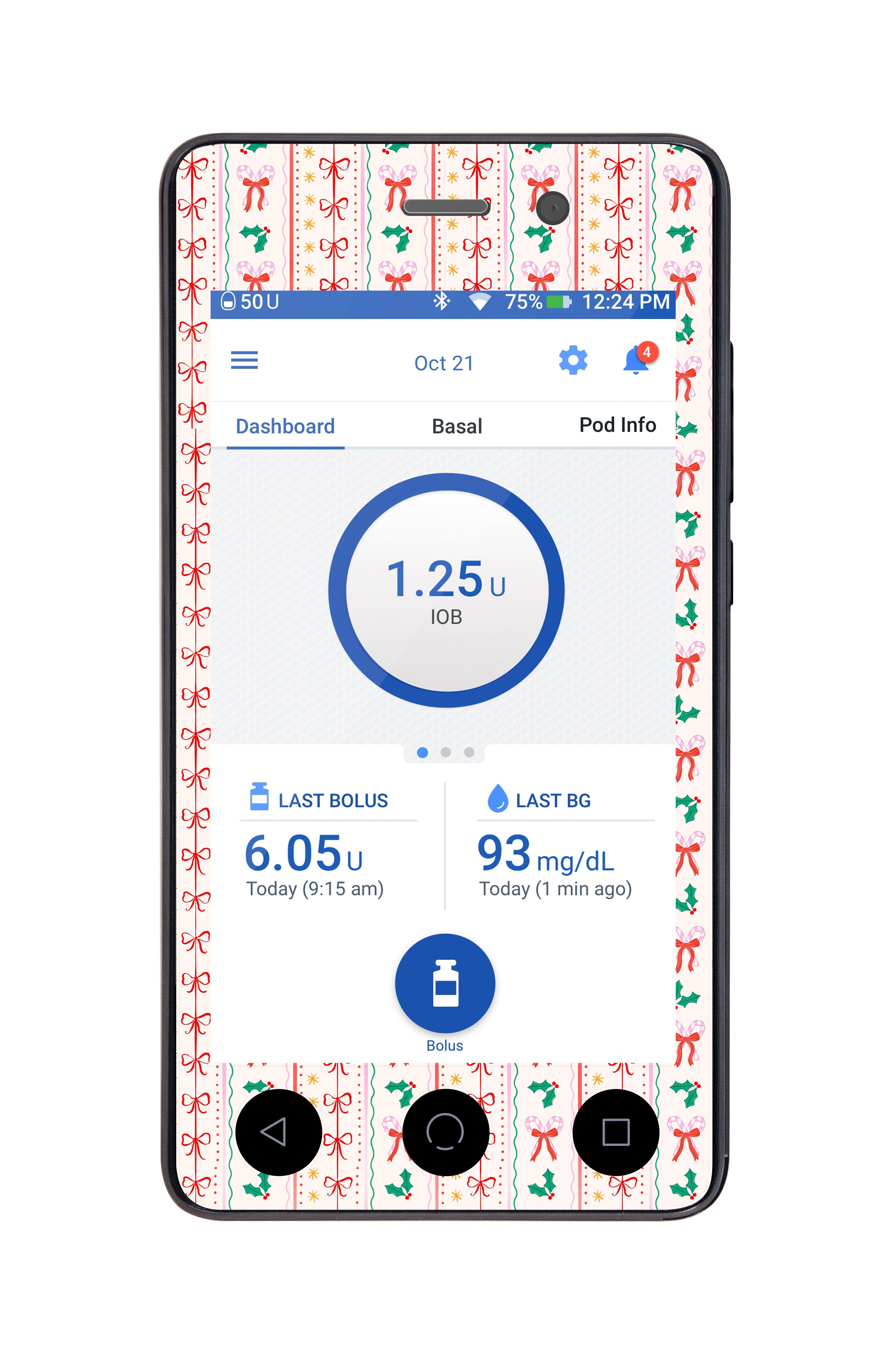 Holly Jolly Ribbon Sticker for Omnipod DASH® PDM – Pump Peelz Holly Jolly Ribbon Sticker for Omnipod DASH® PDM – Pump Peelz