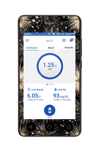 Fireworks Sticker for Omnipod DASH® PDM – Pump Peelz Fireworks Sticker for Omnipod DASH® PDM – Pump Peelz