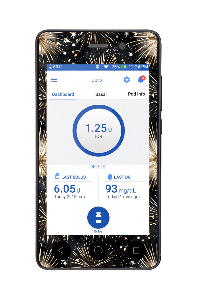 Fireworks Sticker for Omnipod DASH® PDM – Pump Peelz Fireworks Sticker for Omnipod DASH® PDM – Pump Peelz
