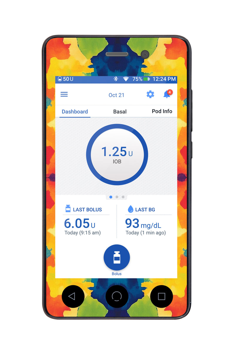 Bright Tie Dye Sticker for Omnipod DASH ® PDM – Pump Peelz Bright Tie Dye Sticker for Omnipod DASH ® PDM – Pump Peelz
