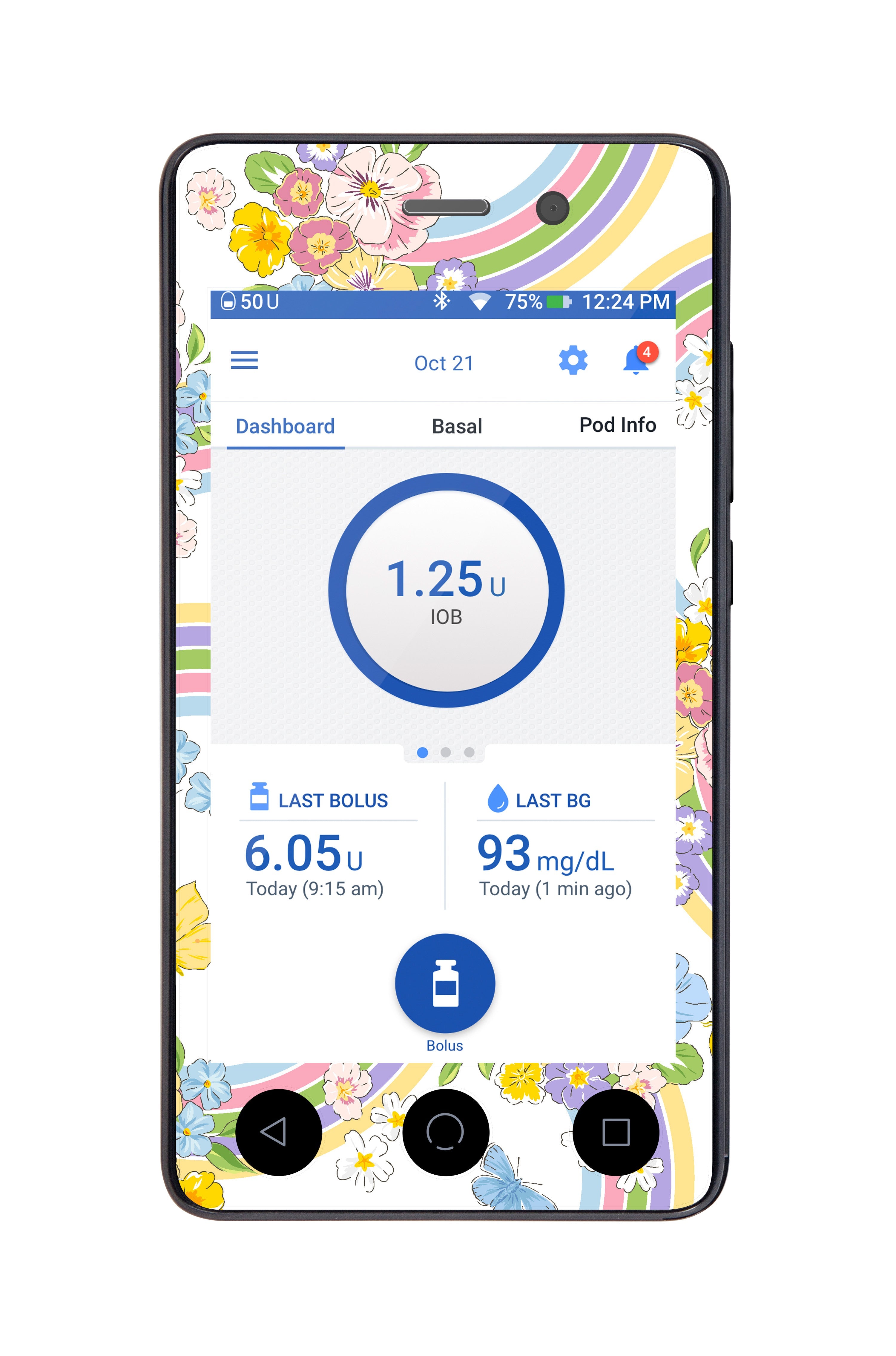 Rainbow Blooms Sticker for Omnipod DASH ® PDM – Pump Peelz Rainbow Blooms Sticker for Omnipod DASH ® PDM – Pump Peelz