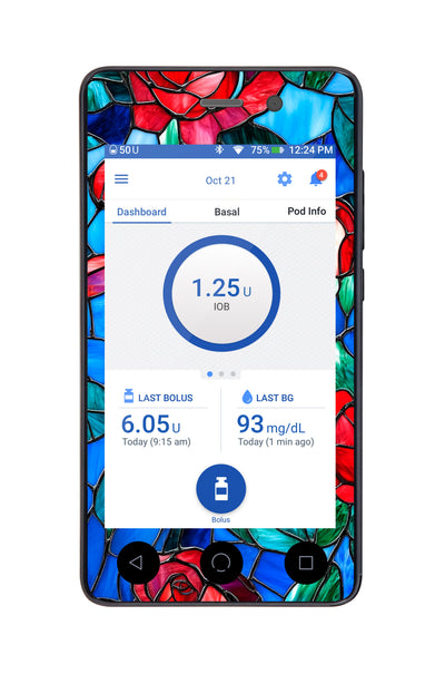 Crimson Blooms Sticker for Omnipod DASH ® PDM – Pump Peelz Crimson Blooms Sticker for Omnipod DASH ® PDM – Pump Peelz