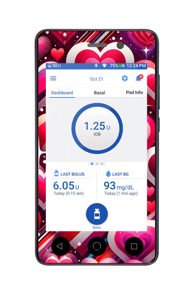 Sparkly Hearts Sticker for Omnipod DASH ® PDM – Pump Peelz Sparkly Hearts Sticker for Omnipod DASH ® PDM – Pump Peelz