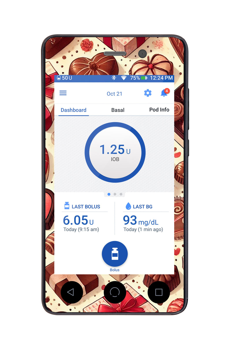Chocolate Love Sticker for Omnipod DASH ® PDM – Pump Peelz Chocolate Love Sticker for Omnipod DASH ® PDM – Pump Peelz