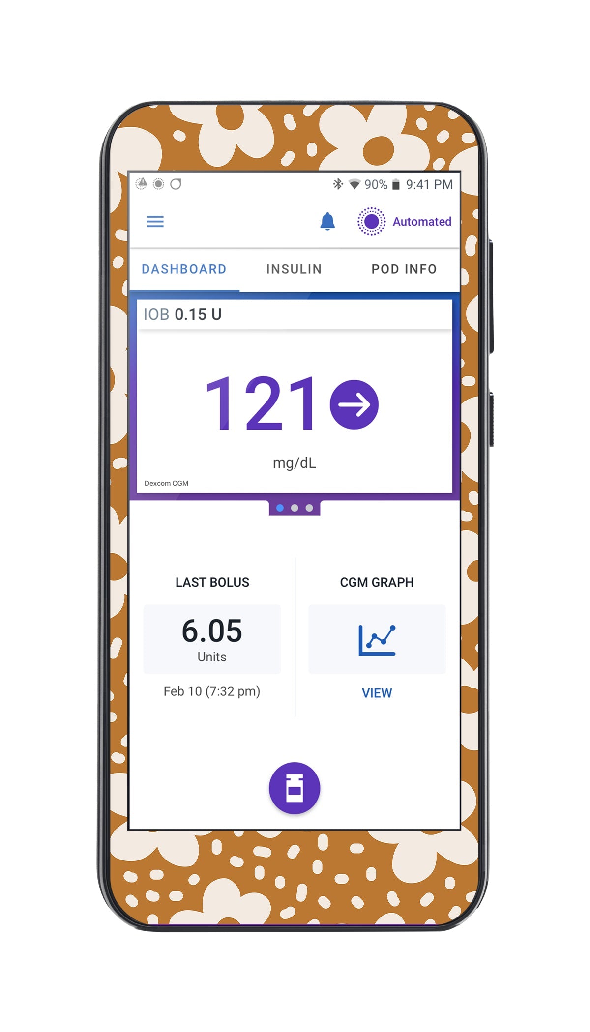 Caramel Daisies Sticker for Omnipod® 5 Controller – Pump Peelz Caramel Daisies Sticker for Omnipod® 5 Controller – Pump Peelz