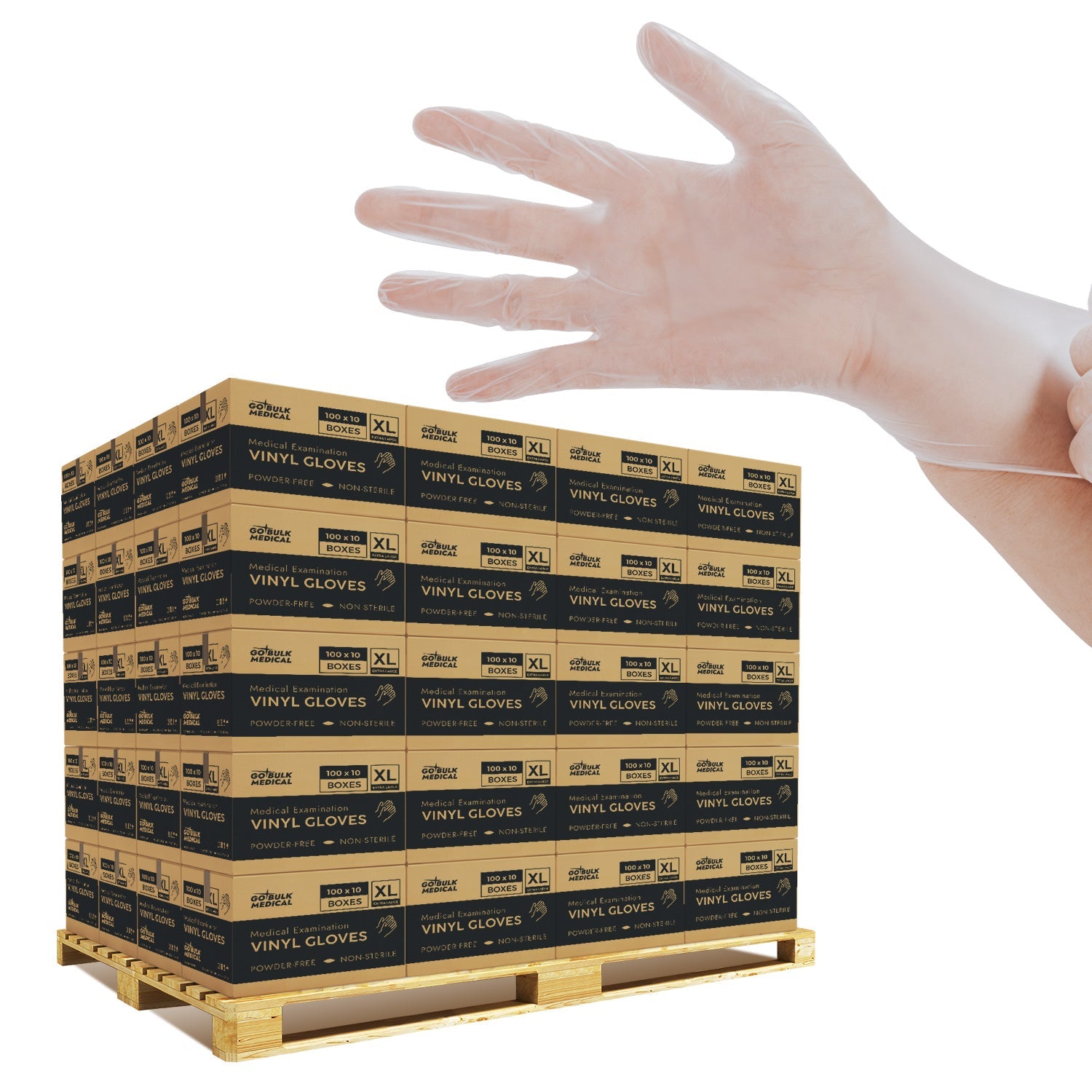 Pallet Vinyl Exam Gloves Case of 100 Cases(100,000 Gloves) Powder-Free Disposable Gloves - Clear Pallet Vinyl Exam Gloves Case of 100 Cases(100,000 Gloves) Powder-Free Disposable Gloves - Clear