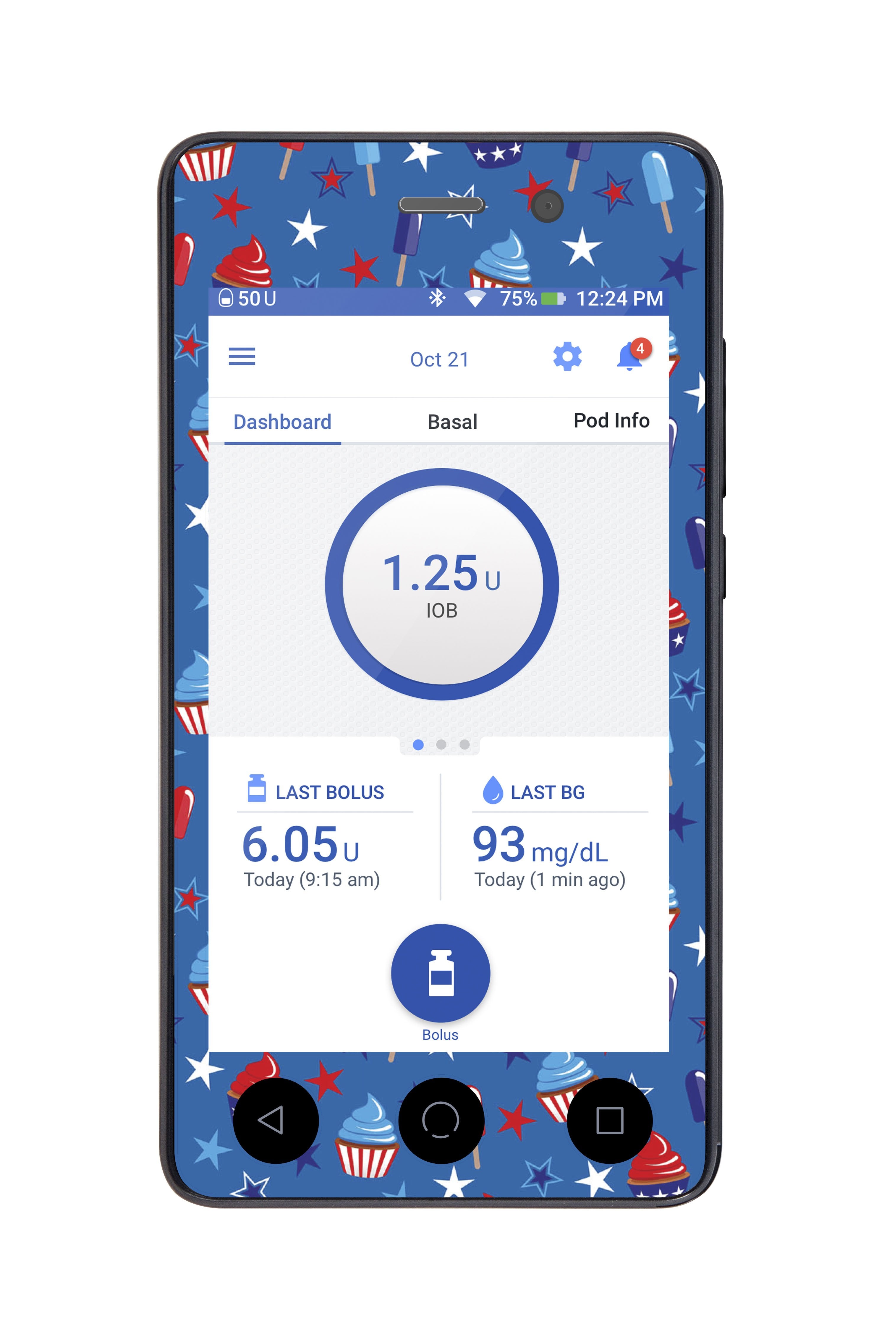 Patriotic Dessert Sticker for Omnipod DASH® PDM – Pump Peelz Patriotic Dessert Sticker for Omnipod DASH® PDM – Pump Peelz