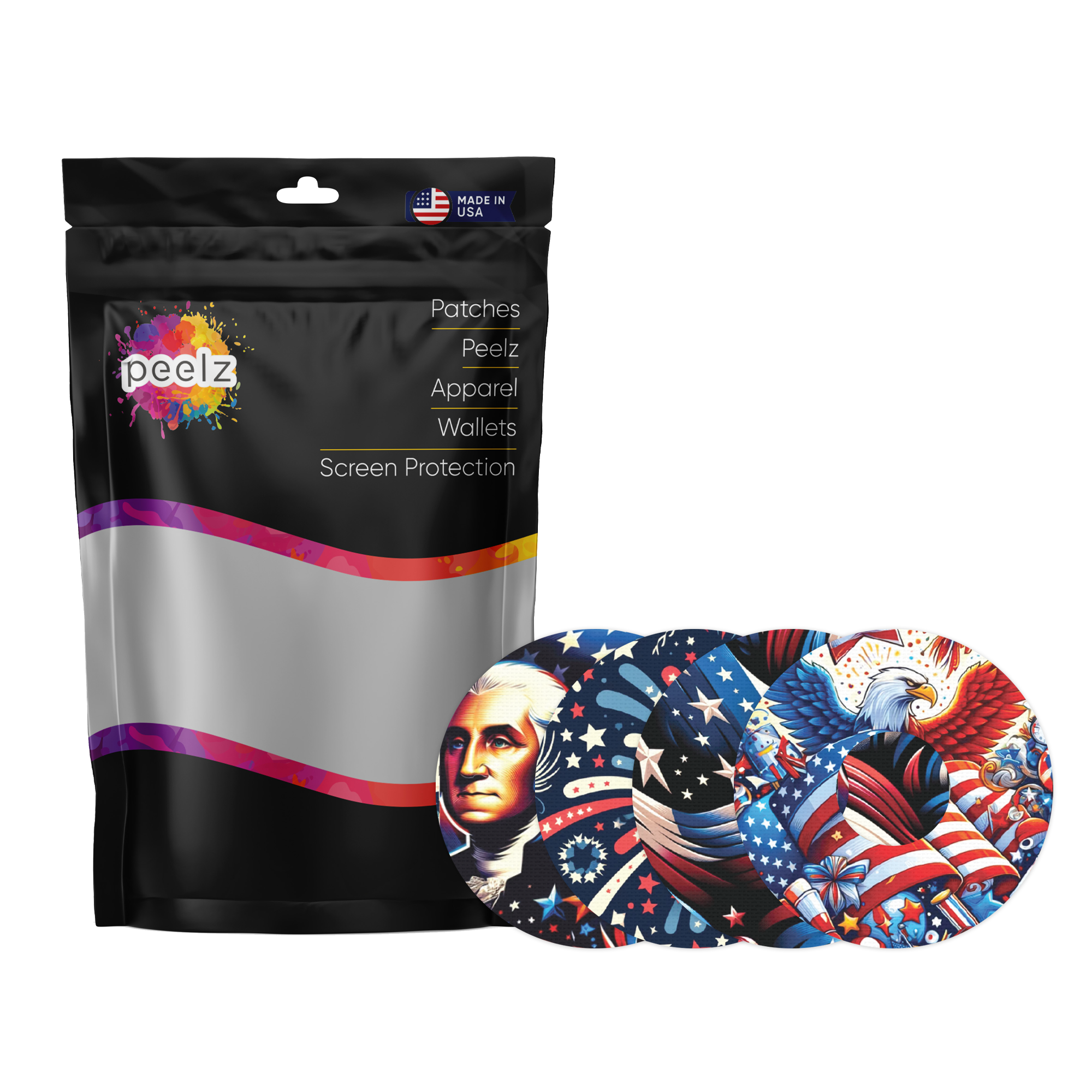 Patriotic Variety Pack Patch FreeStyle Libre 3 Plus & Lingo Patch Tape - Pump Peelz Patriotic Variety Pack Patch FreeStyle Libre 3 Plus & Lingo Patch Tape - Pump Peelz