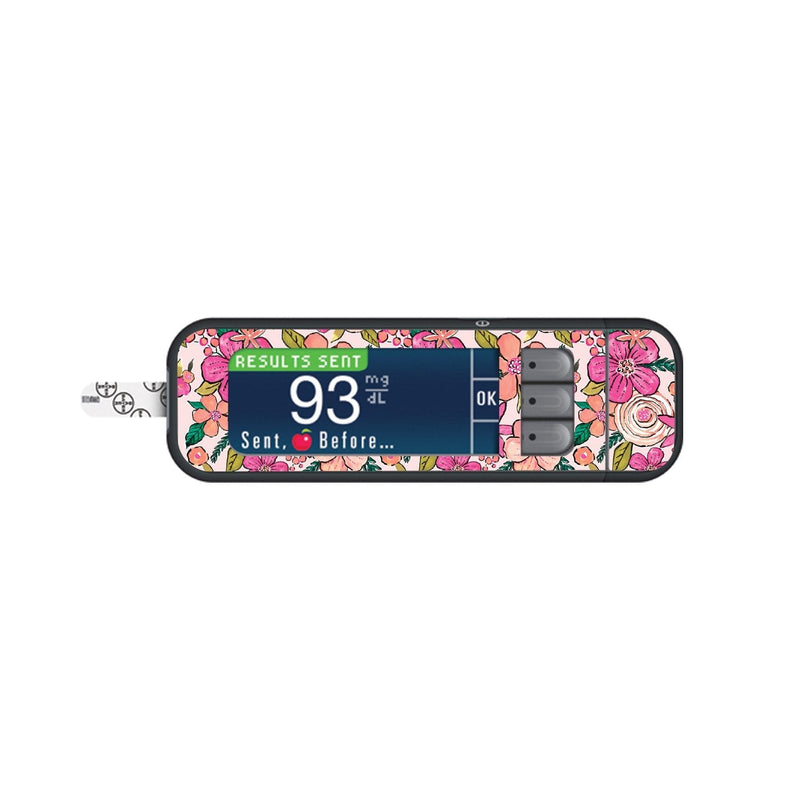 Peach Floral Sticker for Bayer Contour Next Glucometer Peach Floral Sticker for Bayer Contour Next Glucometer