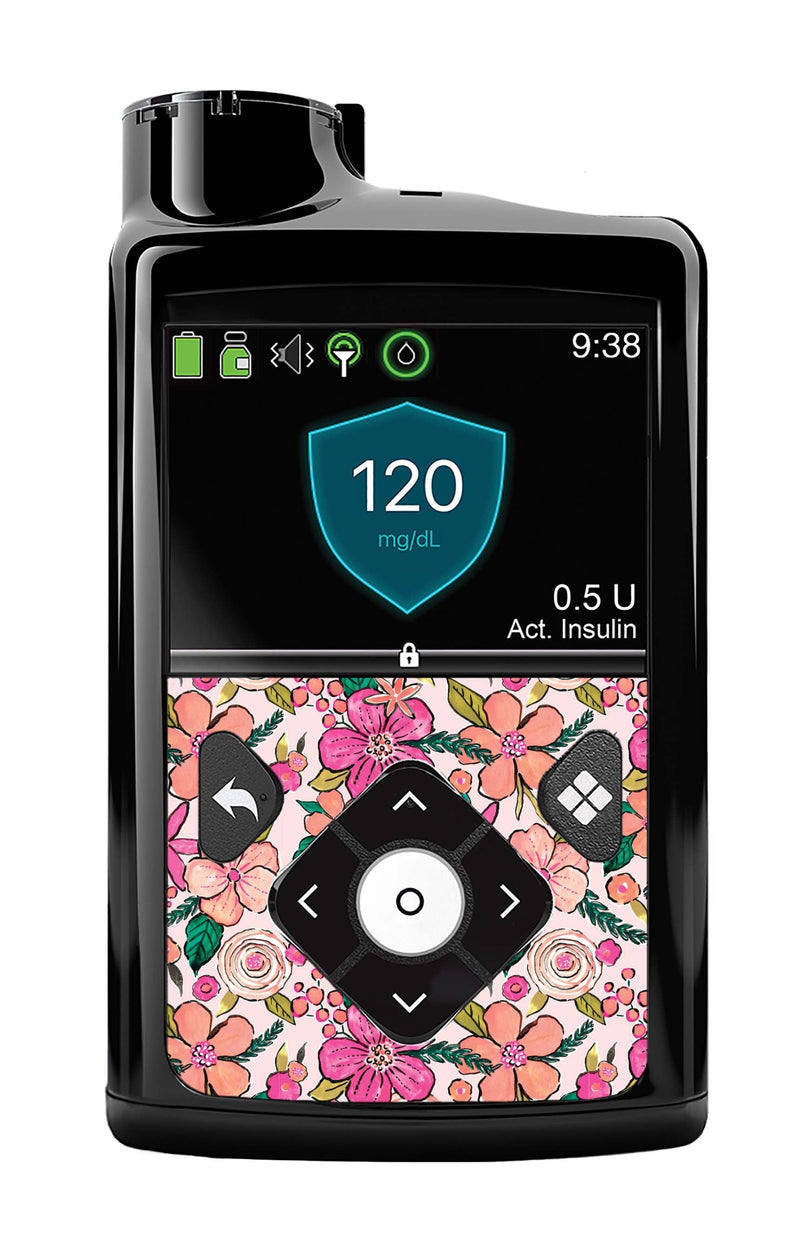 Peach Floral Sticker for Medtronic MiniMed 770G & 780G Peach Floral Sticker for Medtronic MiniMed 770G & 780G