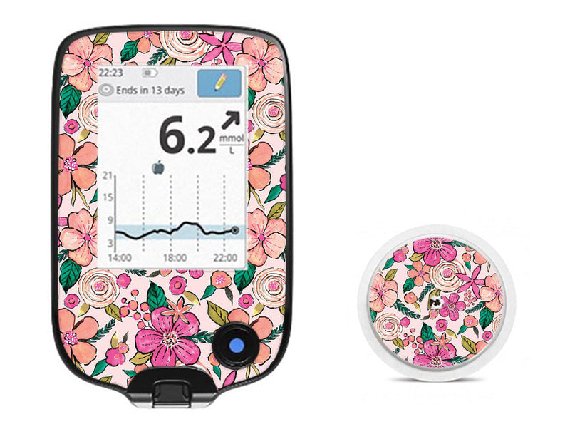 Peach Floral for Freestyle Libre 2 Peach Floral for Freestyle Libre 2