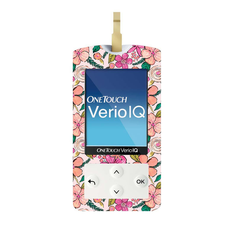 Peach Floral for OneTouch Verio IQ Glucometer Peach Floral for OneTouch Verio IQ Glucometer