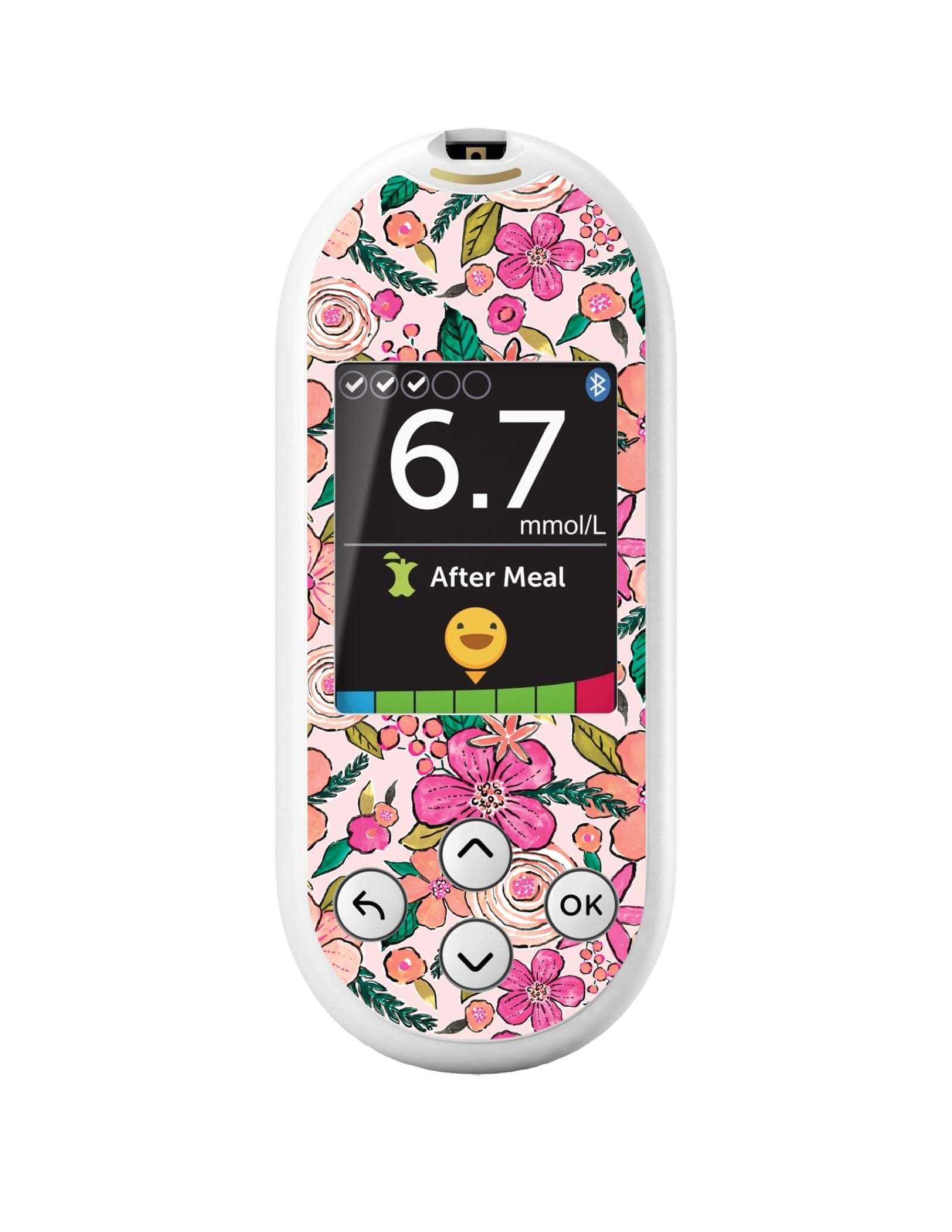 Peach Floral for OneTouch Verio Reflect Glucometer Peach Floral for OneTouch Verio Reflect Glucometer