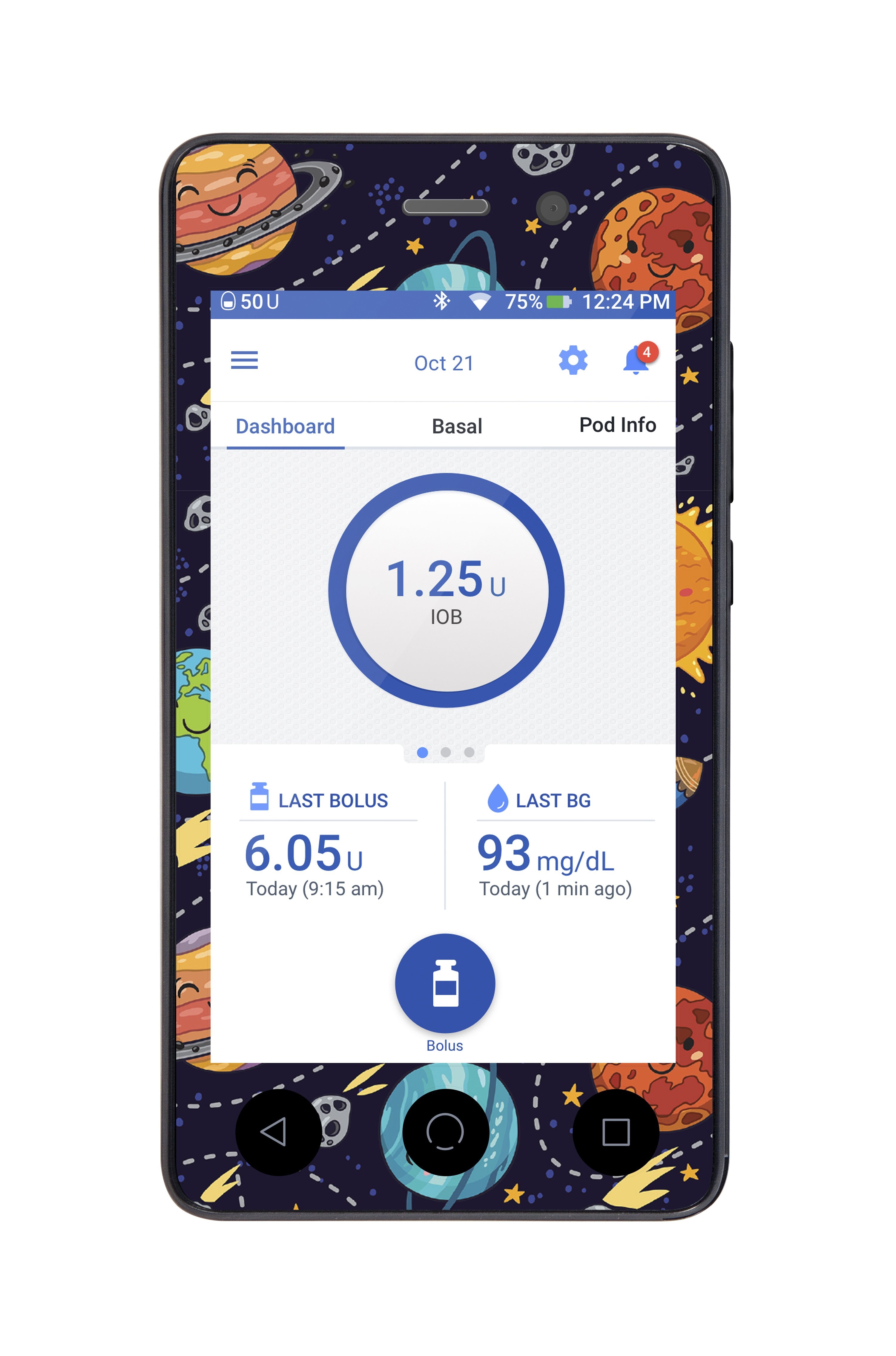 Planetary Sticker for Omnipod DASH® PDM – Pump Peelz Planetary Sticker for Omnipod DASH® PDM – Pump Peelz