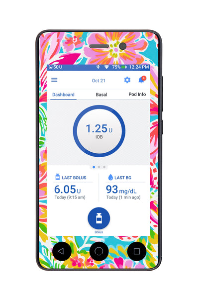 Preppy Flowers Sticker for Omnipod DASH® PDM – Pump Peelz Preppy Flowers Sticker for Omnipod DASH® PDM – Pump Peelz