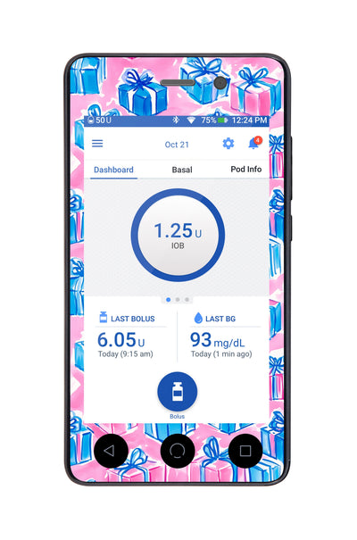 Presents Sticker for Omnipod DASH® PDM – Pump Peelz Presents Sticker for Omnipod DASH® PDM – Pump Peelz