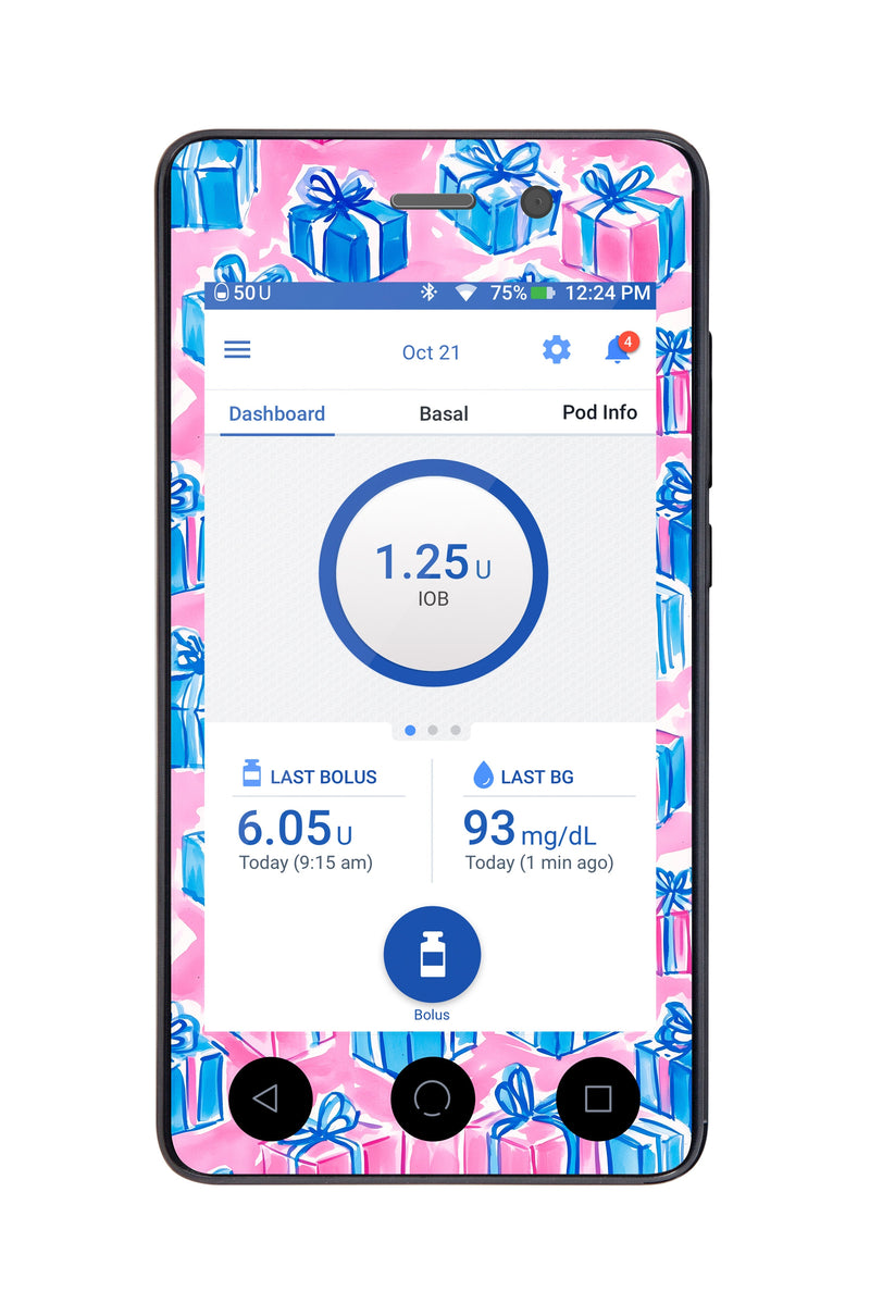 Presents Sticker for Omnipod DASH® PDM – Pump Peelz Presents Sticker for Omnipod DASH® PDM – Pump Peelz