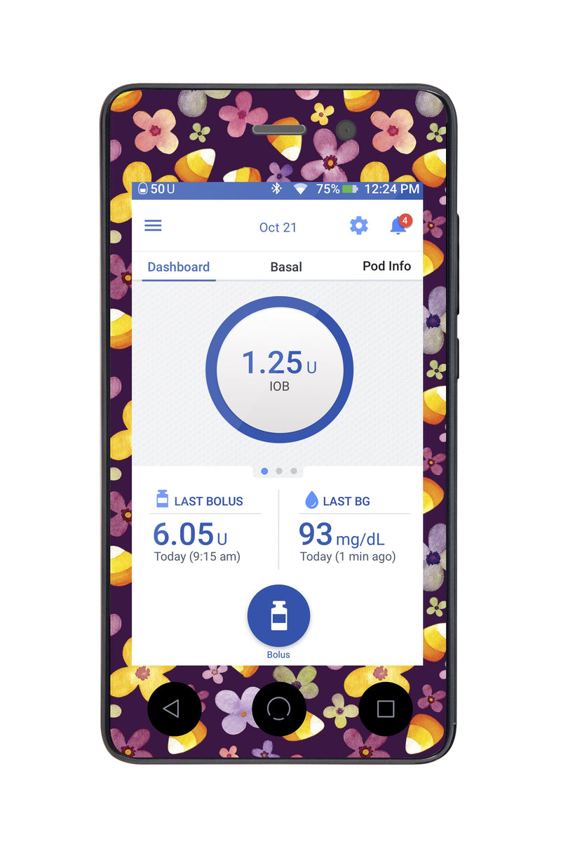 Purple Floral Sticker for Omnipod DASH® PDM – Pump Peelz Purple Floral Sticker for Omnipod DASH® PDM – Pump Peelz