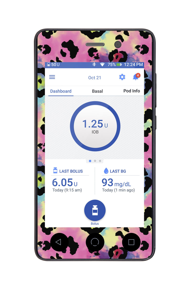 Rainbow Leopard Sticker for Omnipod DASH® PDM – Pump Peelz Rainbow Leopard Sticker for Omnipod DASH® PDM – Pump Peelz