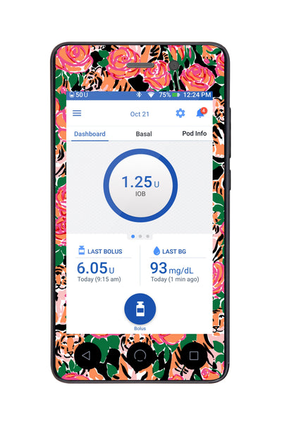 Rosey Tigers Sticker for Omnipod DASH® PDM – Pump Peelz Rosey Tigers Sticker for Omnipod DASH® PDM – Pump Peelz