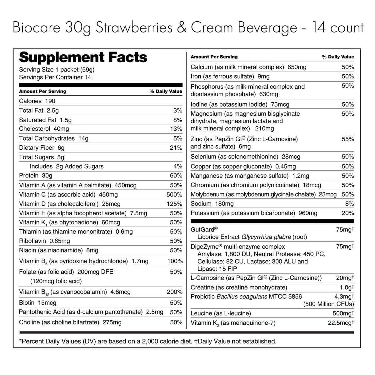 30G Protein Strawberries & Cream Biocare Dietary Beverage (14-Servings) 30G Protein Strawberries & Cream Biocare Dietary Beverage (14-Servings)