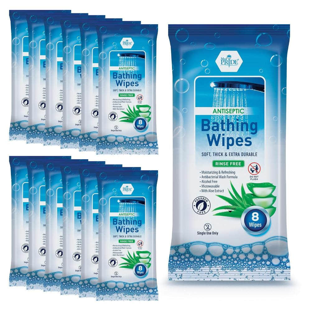 MedPride 8"x8" Bathing Wipes, 8 Counts / 12 box/ 2 box/case, 192 counts MedPride 8"x8" Bathing Wipes, 8 Counts / 12 box/ 2 box/case, 192 counts