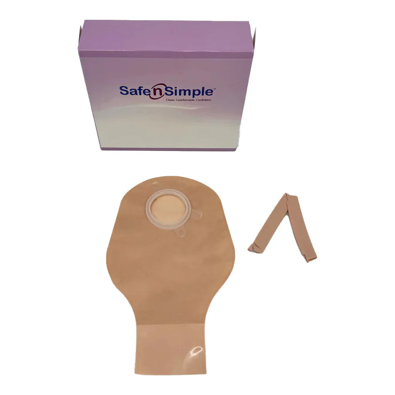 Safe N Simple 9" Drainable 2-Piece Pouch Beige, Flange with Belt Tabs and One Curved Tail Closure (80 Count) Safe N Simple 9" Drainable 2-Piece Pouch Beige, Flange with Belt Tabs and One Curved Tail Closure (80 Count)