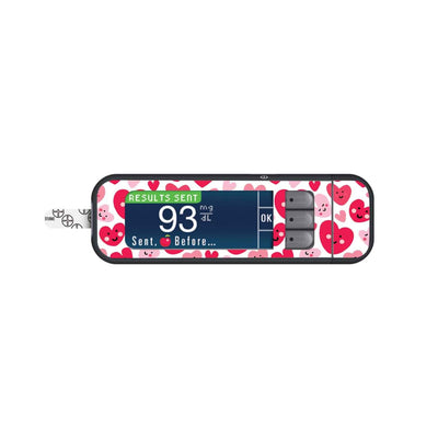 Smiley Hearts Sticker for Bayer Contour Next Glucometer Smiley Hearts Sticker for Bayer Contour Next Glucometer