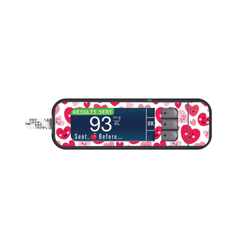 Smiley Hearts Sticker for Bayer Contour Next Glucometer Smiley Hearts Sticker for Bayer Contour Next Glucometer