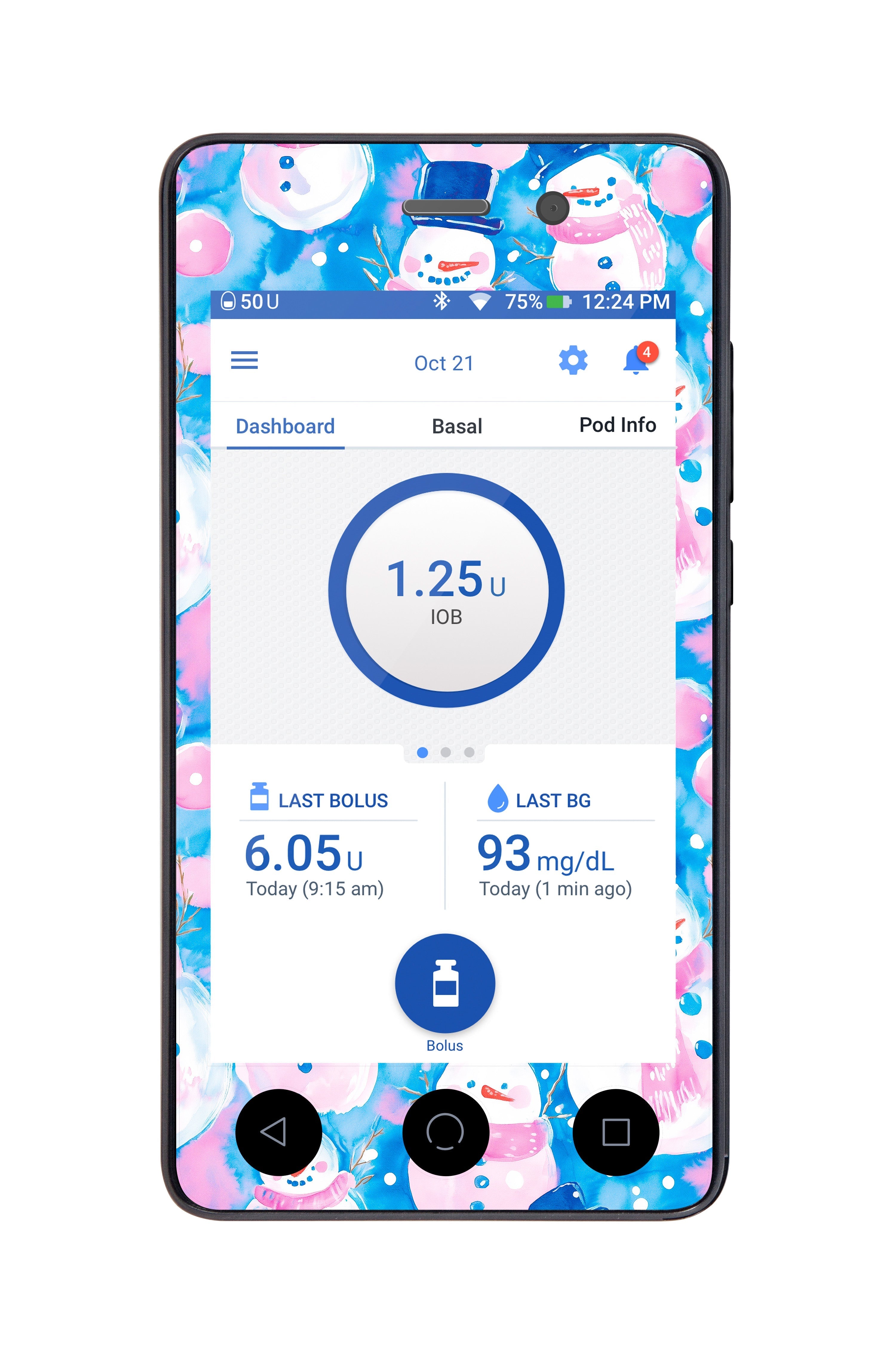Snowman Sticker for Omnipod DASH® PDM – Pump Peelz Snowman Sticker for Omnipod DASH® PDM – Pump Peelz