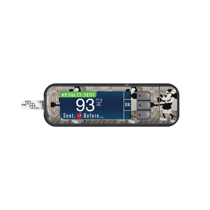 Steamboat Willie Sticker for Bayer Contour Next Glucometer Steamboat Willie Sticker for Bayer Contour Next Glucometer