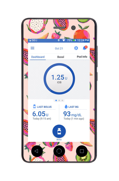 Summer Fruits Sticker for Omnipod DASH® PDM – Pump Peelz Summer Fruits Sticker for Omnipod DASH® PDM – Pump Peelz