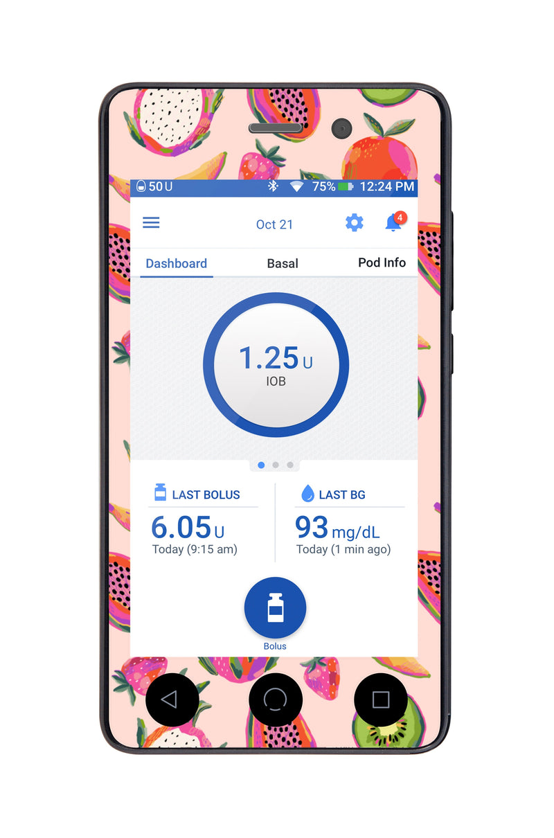 Summer Fruits Sticker for Omnipod DASH® PDM – Pump Peelz Summer Fruits Sticker for Omnipod DASH® PDM – Pump Peelz