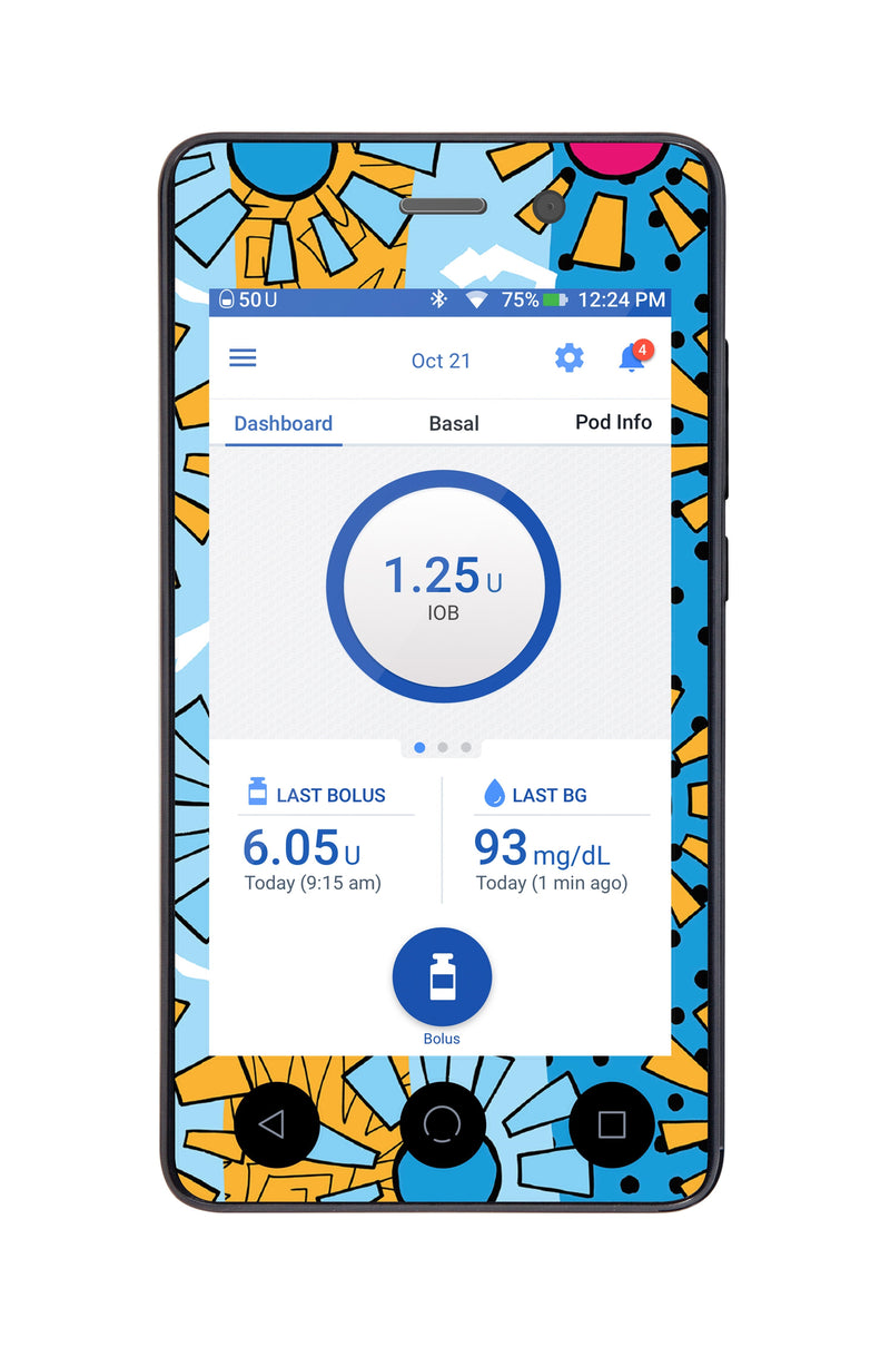 Summer Suns Sticker for Omnipod DASH® PDM – Pump Peelz Summer Suns Sticker for Omnipod DASH® PDM – Pump Peelz