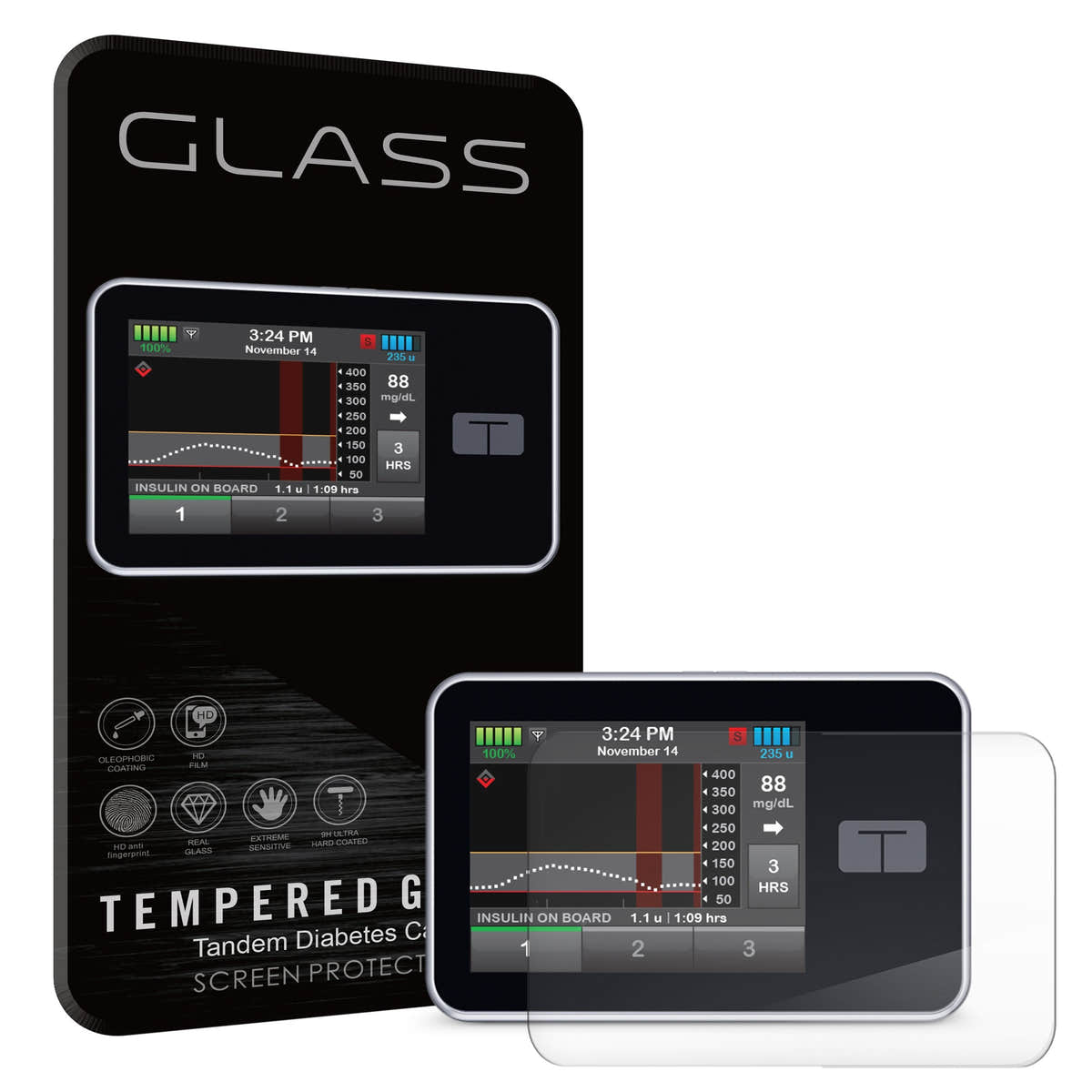 Tempered Glass Screen Protector for Tandem t:slim ® Diabetes Care Tempered Glass Screen Protector for Tandem t:slim ® Diabetes Care