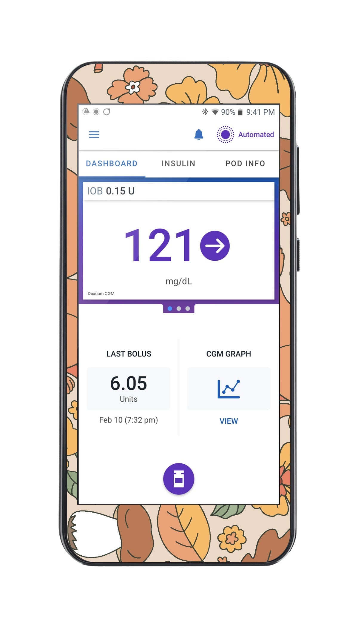 Thanksgiving Floral Sticker for Omnipod® 5 Controller – Pump Peelz Thanksgiving Floral Sticker for Omnipod® 5 Controller – Pump Peelz