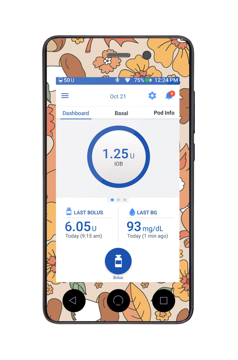 Thanksgiving Floral Sticker for Omnipod DASH® PDM – Pump Peelz Thanksgiving Floral Sticker for Omnipod DASH® PDM – Pump Peelz