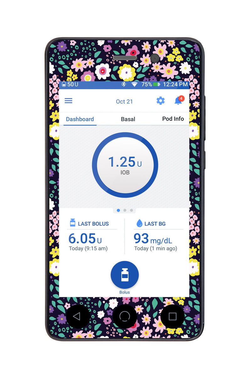 Tiny Flowers Sticker for Omnipod DASH® PDM – Pump Peelz Tiny Flowers Sticker for Omnipod DASH® PDM – Pump Peelz