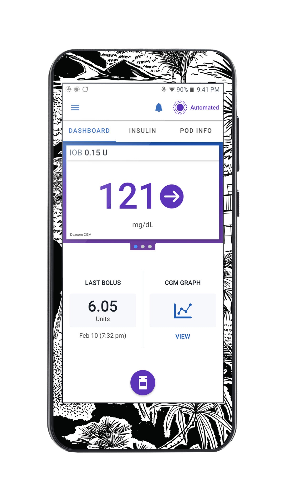 Tropical Sketch Sticker for Omnipod® 5 Controller – Pump Peelz Tropical Sketch Sticker for Omnipod® 5 Controller – Pump Peelz