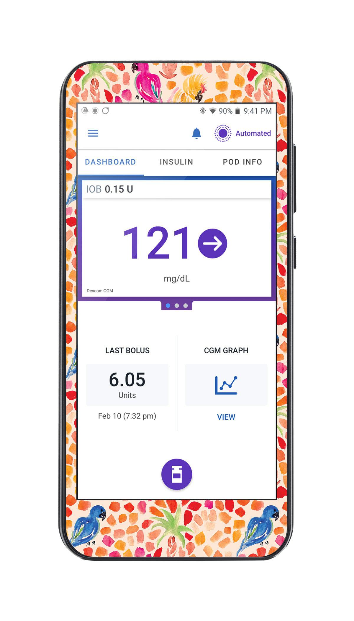 Tropical Watercolor Sticker for Omnipod® 5 Controller – Pump Peelz Tropical Watercolor Sticker for Omnipod® 5 Controller – Pump Peelz