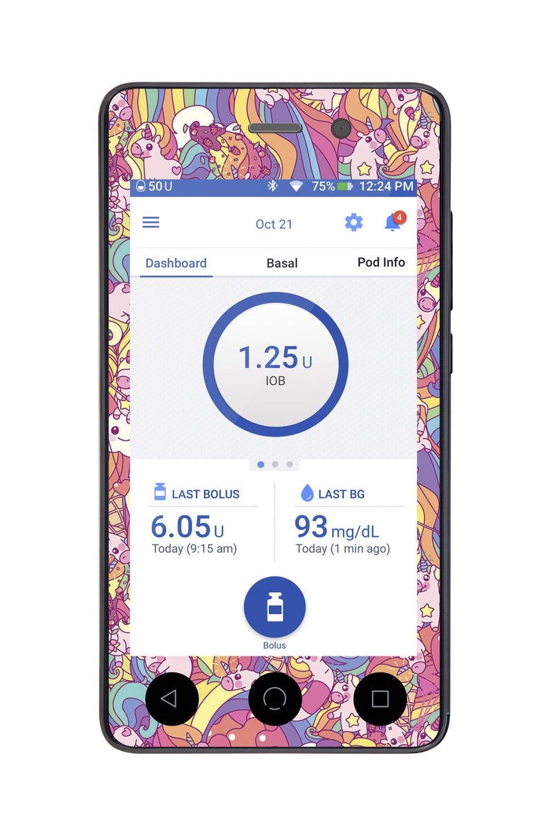 Unicorn Swirls Sticker for Omnipod DASH® PDM – Pump Peelz Unicorn Swirls Sticker for Omnipod DASH® PDM – Pump Peelz