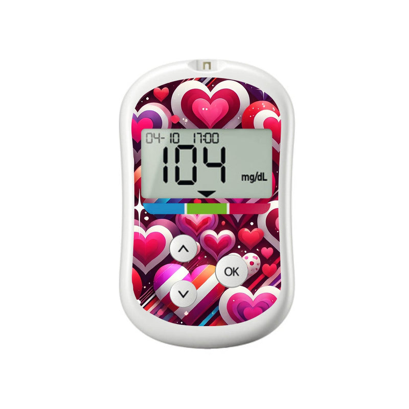 Sparkly Hearts for OneTouch Verio Flex Glucometer Sparkly Hearts for OneTouch Verio Flex Glucometer