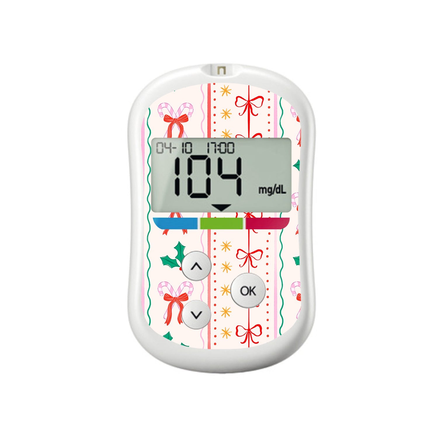 Holly Jolly Ribbon OneTouch Verio Flex Glucometer Sticker - Pump Peelz Holly Jolly Ribbon OneTouch Verio Flex Glucometer Sticker - Pump Peelz