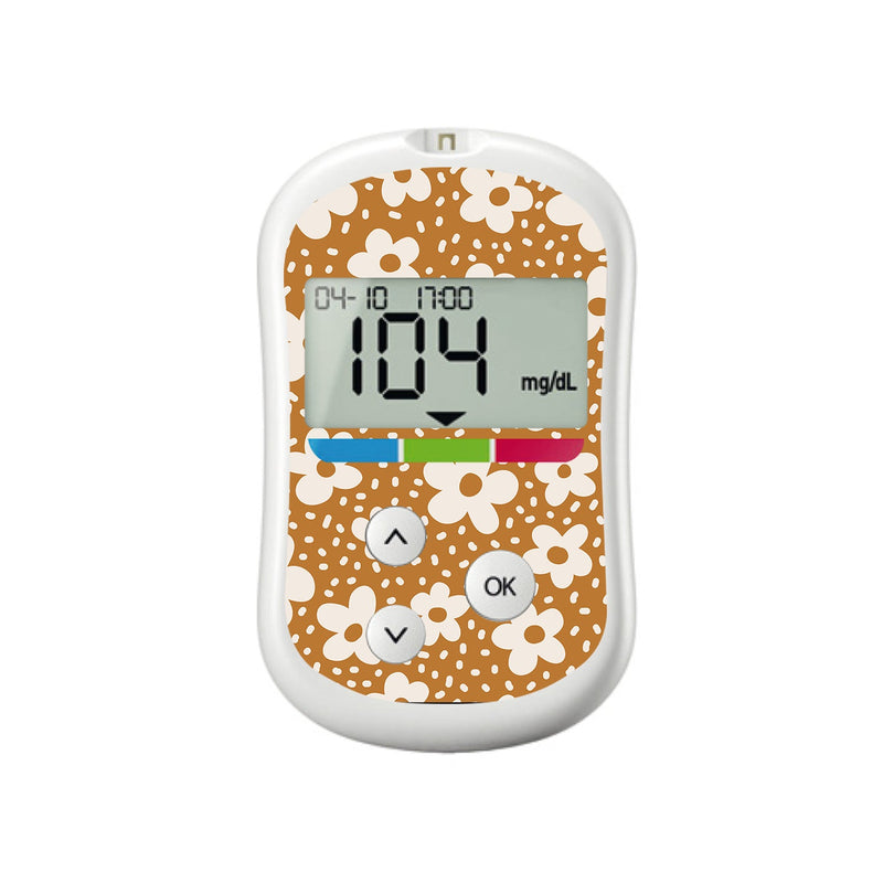 Caramel Daisies OneTouch Verio Flex Glucometer Sticker - Pump Peelz Caramel Daisies OneTouch Verio Flex Glucometer Sticker - Pump Peelz