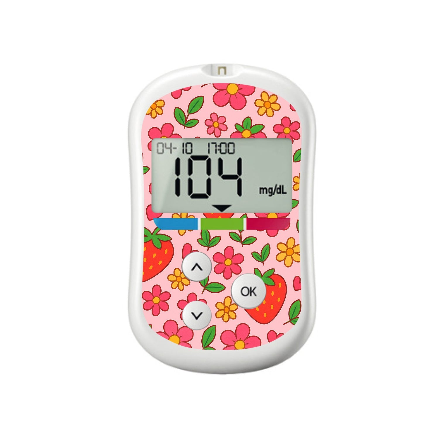 Strawberry Garden OneTouch Verio Flex Glucometer Sticker - Pump Peelz Strawberry Garden OneTouch Verio Flex Glucometer Sticker - Pump Peelz