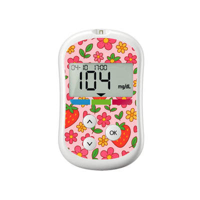 Strawberry Garden OneTouch Verio Flex Glucometer Sticker - Pump Peelz Strawberry Garden OneTouch Verio Flex Glucometer Sticker - Pump Peelz