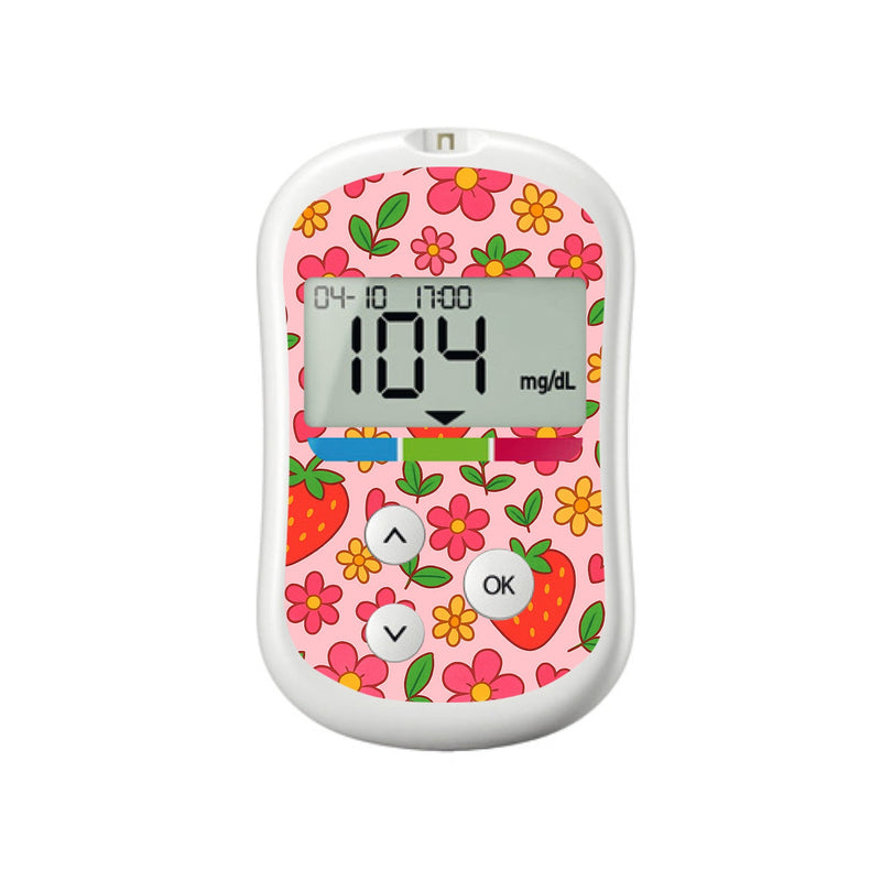 Strawberry Garden OneTouch Verio Flex Glucometer Sticker - Pump Peelz Strawberry Garden OneTouch Verio Flex Glucometer Sticker - Pump Peelz